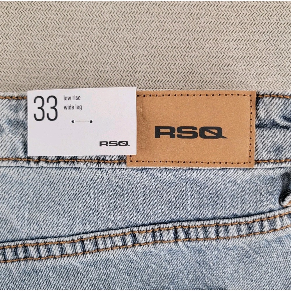RSQ Baggy Wide Leg Jeans Relaxed Light Wash Low Rise NEW Womens 33 Denim - Picture 3 of 10